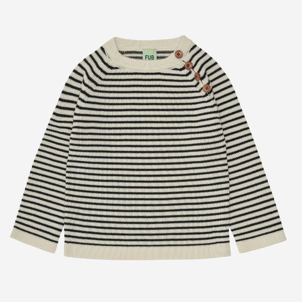 Kinder Pullover von FUB aus Wolle in Ringel ecru/dark navy