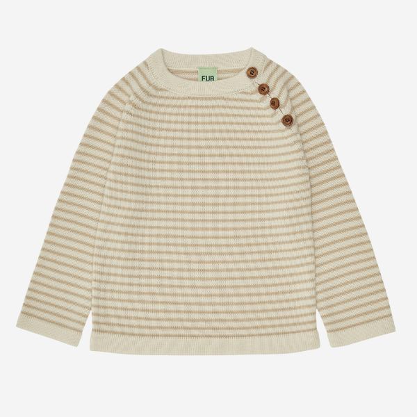Kinder Pullover von FUB aus Wolle in Ringel ecru/hay
