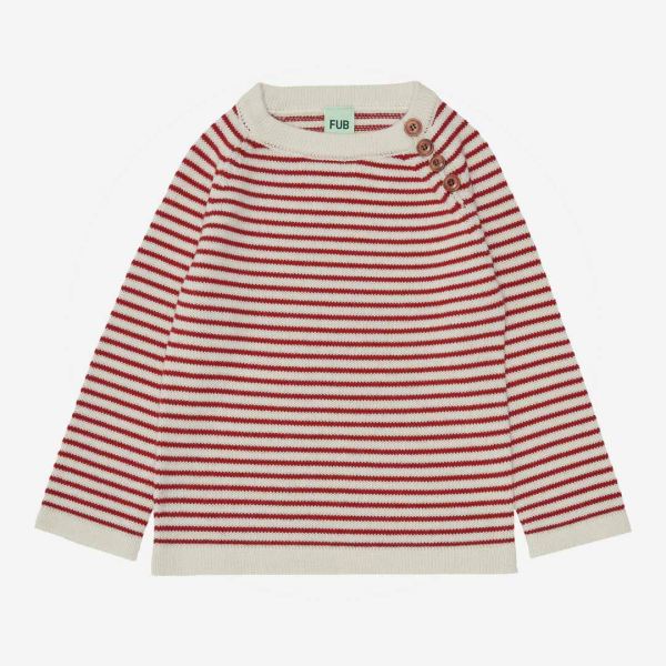 Kinder Pullover von FUB aus Wolle in Ringel ecru/pure red