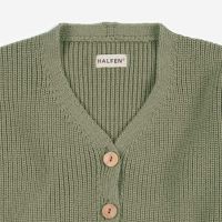Kinder Grobstrick Cardigan von Halfen aus Merinowolle in olive 3