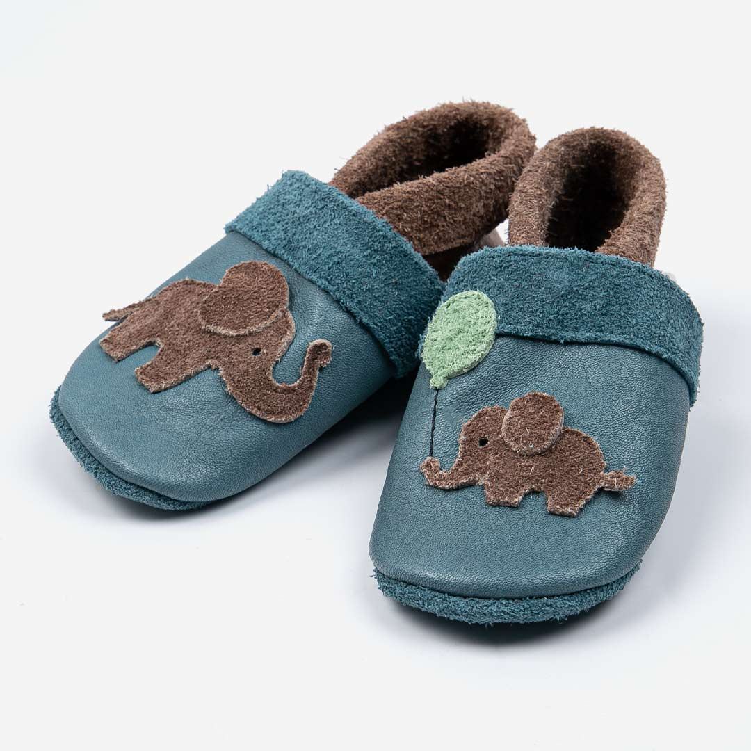 Leder Hausschuhe großer und kleiner Elefant von Pantolinos