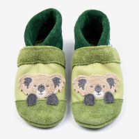 Leder Hausschuhe mit Koala von Pantolinos Manufaktur in grün 2