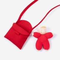 Filzpüppchen Blumenkind Püppchen im Täschchen in rot blond