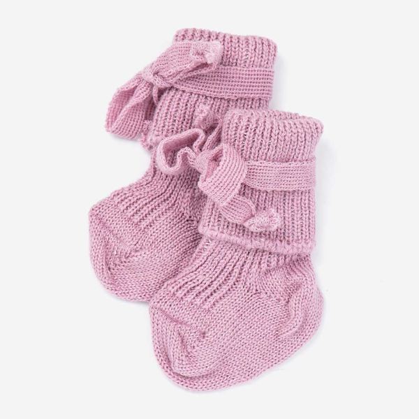 Neugeborenen Socke mit Schleife von Hirsch Natur aus Bio-Wolle in rosa