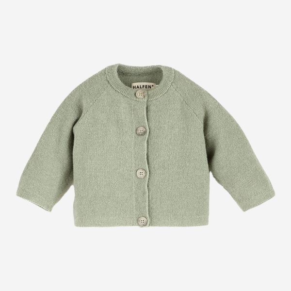 Baby Feinstrick Cardigan von Halfen aus Kaschmir-Wolle und Merinowolle in sage