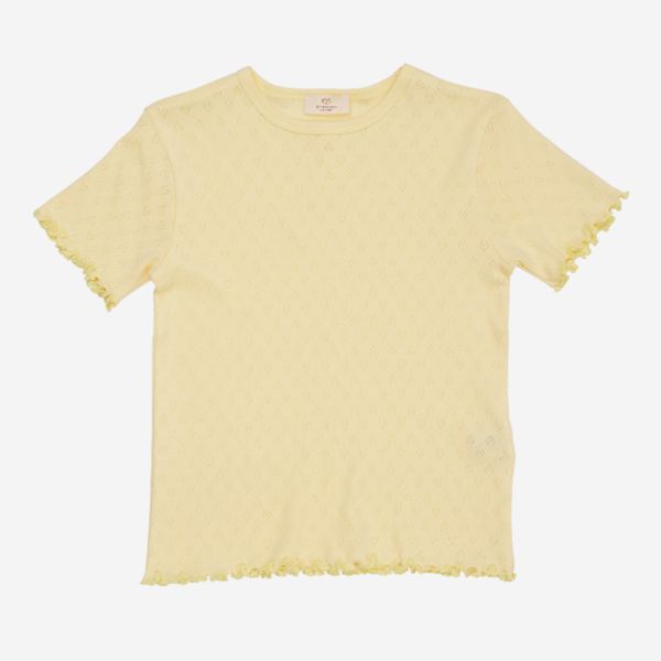 Kinder T-Shirt Pointelle kurzarm von Copenhagen Colors aus Bio-Baumwolle in pale yellow