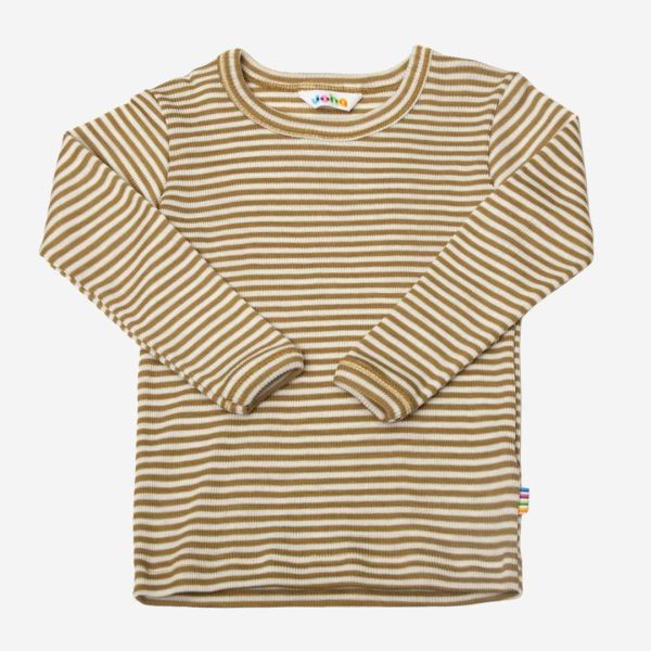Shirt von Joha aus Wolle/Seide in Ringel rust braun