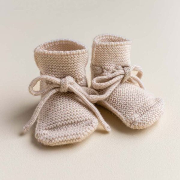 Babyschühchen BOOTIES Hvid aus Merinowolle cream