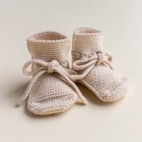 Babyschühchen BOOTIES Hvid aus Merinowolle cream