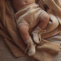 Babyschühchen BOOTIES Hvid aus Merinowolle cream mood
