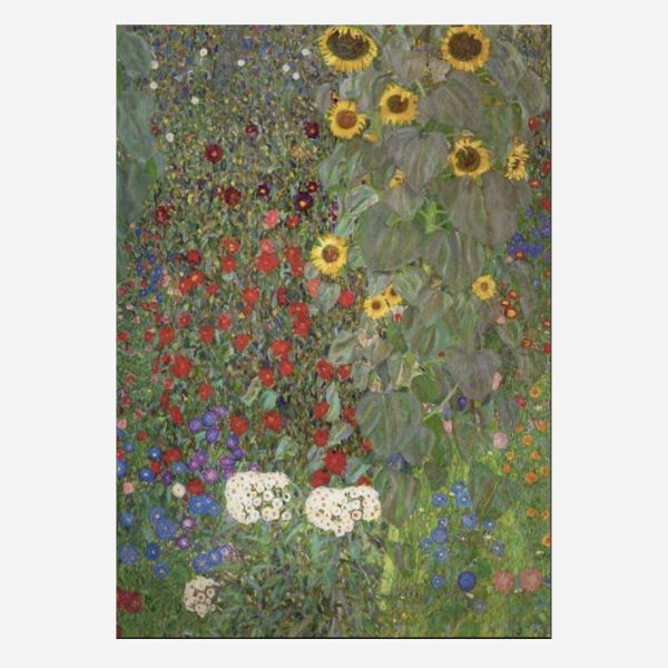 Postkarte „Garten mit Sonnenblumen“ von Gustav Klimt