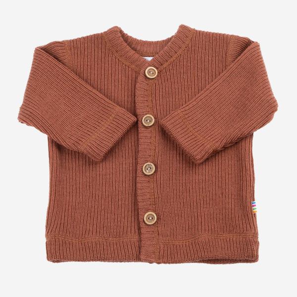 Kinder Strickjacke Merinowolle rotbraun 80