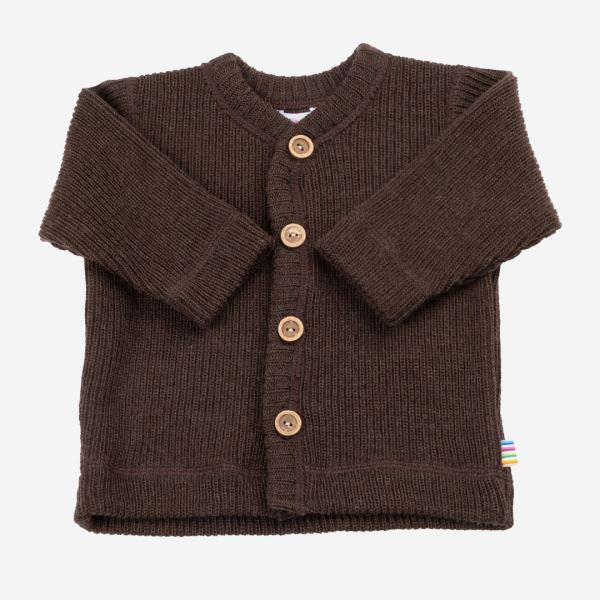 Kinder Strickjacke Merinowolle dunkelbraun 98/104