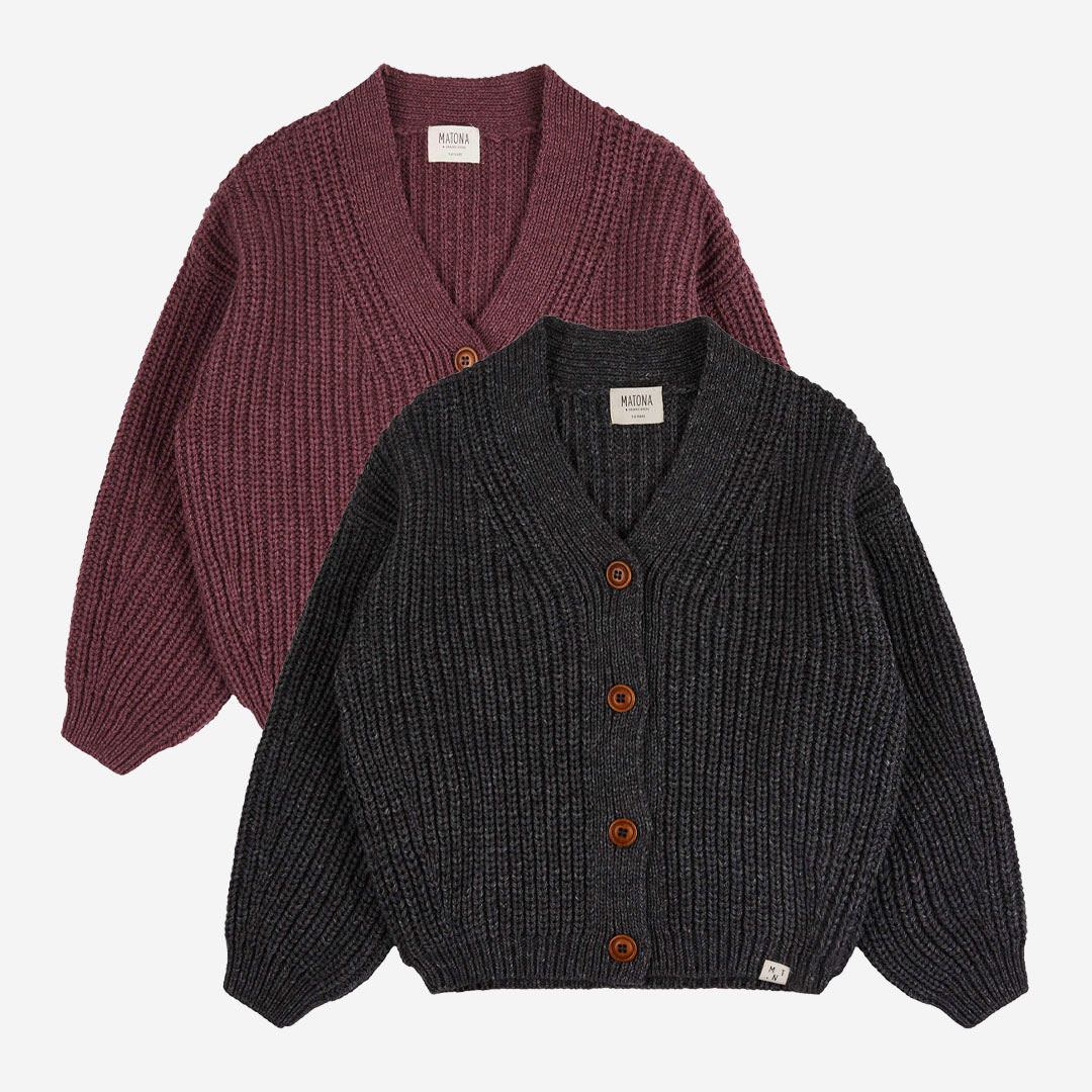 Erwachsenen Strickjacke aus Wolle und Baumwolle von Matona Lila