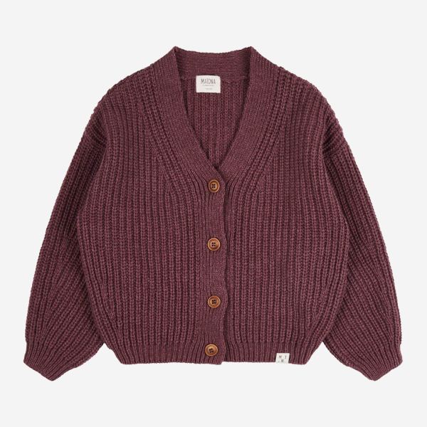 Kinder Strickjacke Wolle/Baumwolle berry 13-14 Jahre