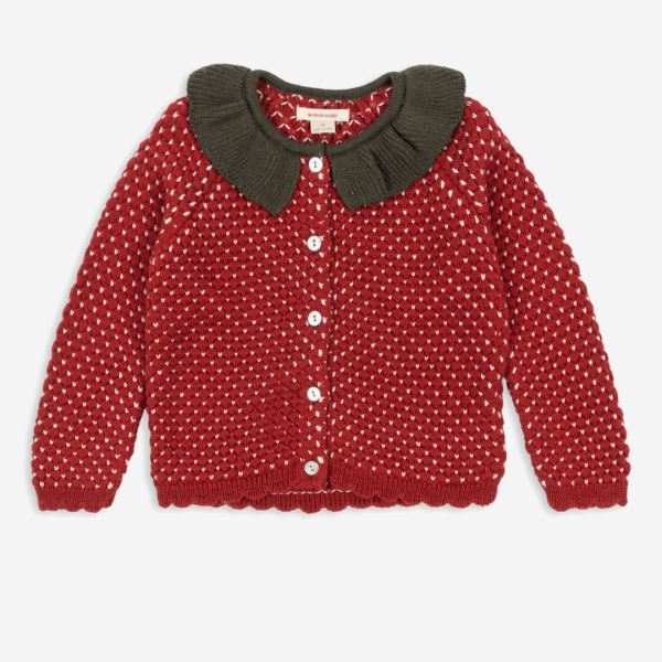 Strickjacke Erdbeere Wolle