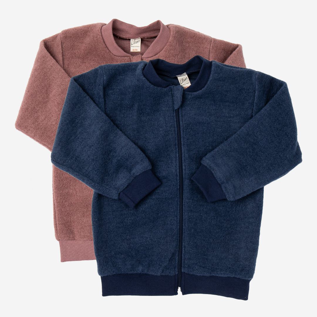 Kinder Jacke mit Reißverschluss aus Wollfrottee von Lilano Lila