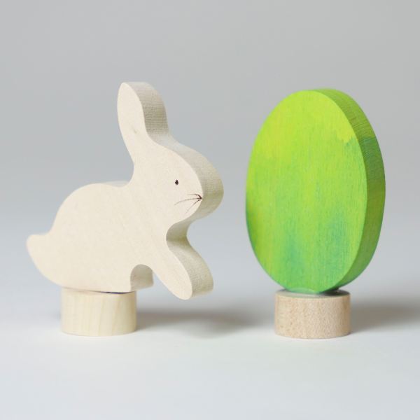 Steckfiguren-Set Hase und Ei Batik grün