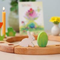 Steckfiguren-Set Hase und Ei Batik grün