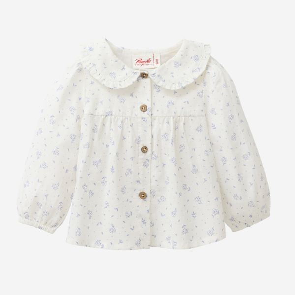 Baby Langarm Bluse weiß mit Blumen