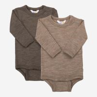 Body langarm Wolle/Seide braun beige