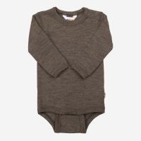 Body langarm Wolle/Seide braun beige