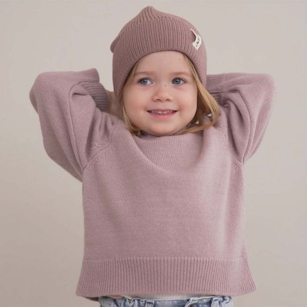 Pullover mit Puffärmeln Kaschmir altrose