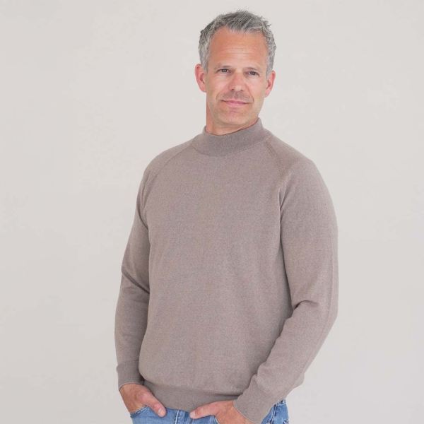 Unisex Sweater mit Stehkragen Merinowolle