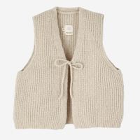 Damen Grobstrick-Weste mit Bändchen beige