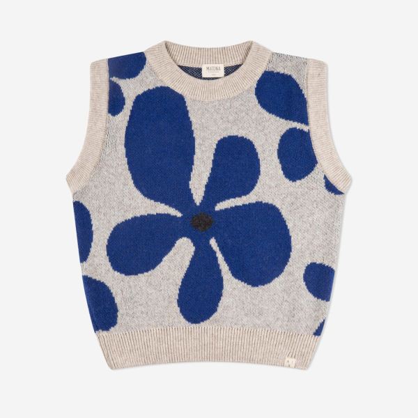 Damen Pullunder Flower Lammwolle/Baumwolle