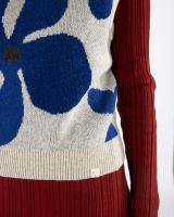 Damen Pullunder Flower Lammwolle/Baumwolle