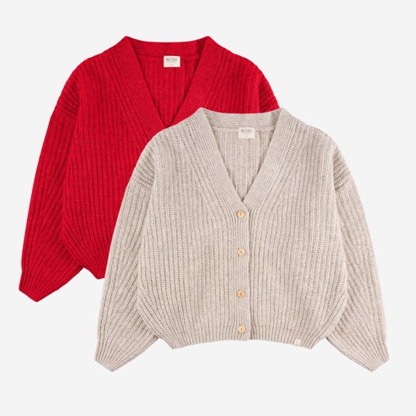 Damen Strickjacke Lammwolle/Baumwolle