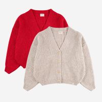 Damen Strickjacke Lammwolle/Baumwolle
