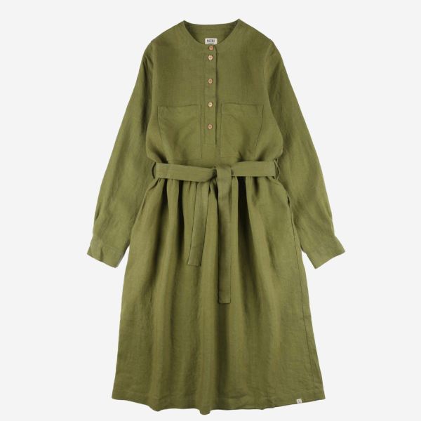 Damen Leinen Kleid mit Gürtel
