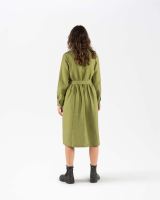 Damen Leinen Kleid mit Gürtel