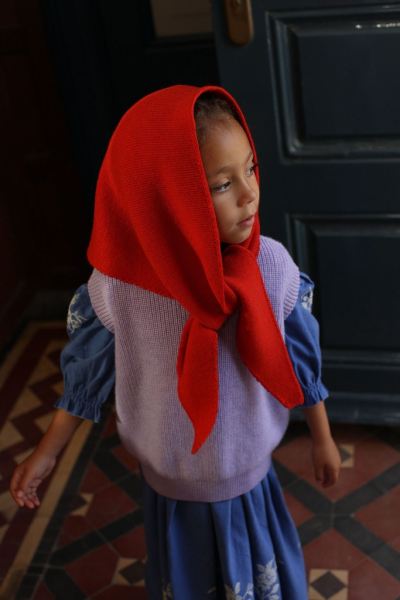 Dreiecksschal Josephina Merinowolle red