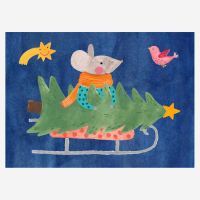 Postkarte "Maus mit Weihnachtsbaum“
