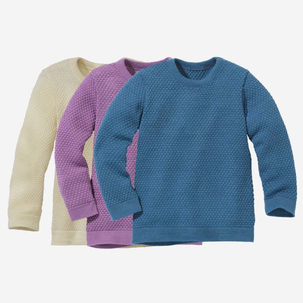 Wabenstrick-Pullover Bio-Merinowolle