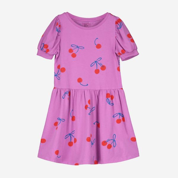 Kleid Kirschen Bio-Baumwolle magenta