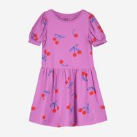 Kleid Kirschen Bio-Baumwolle magenta