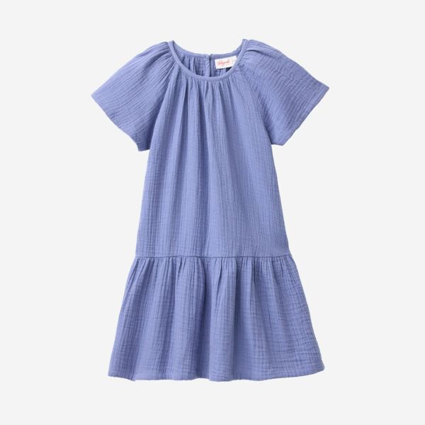 Musselin Kleid Bio-Baumwolle atlantik