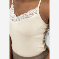 Damen Trägerhemd mit Spitze Wolle/Seide