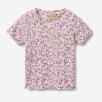 Rib T-Shirt Alicia Bio-Baumwolle pink blue flowers