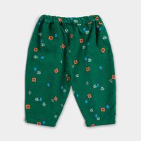 Baby Cordhose Bio-Baumwolle grün mit Blumen