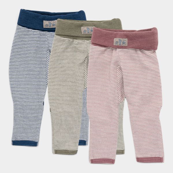 Nabelbundhose mit Beinumschlag Wolle/Seide Ringel