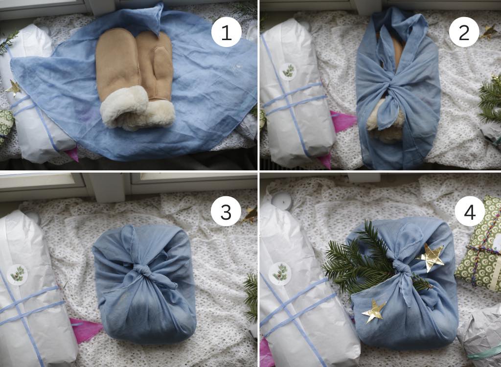 Anleitung Verpackung Furoshiki.